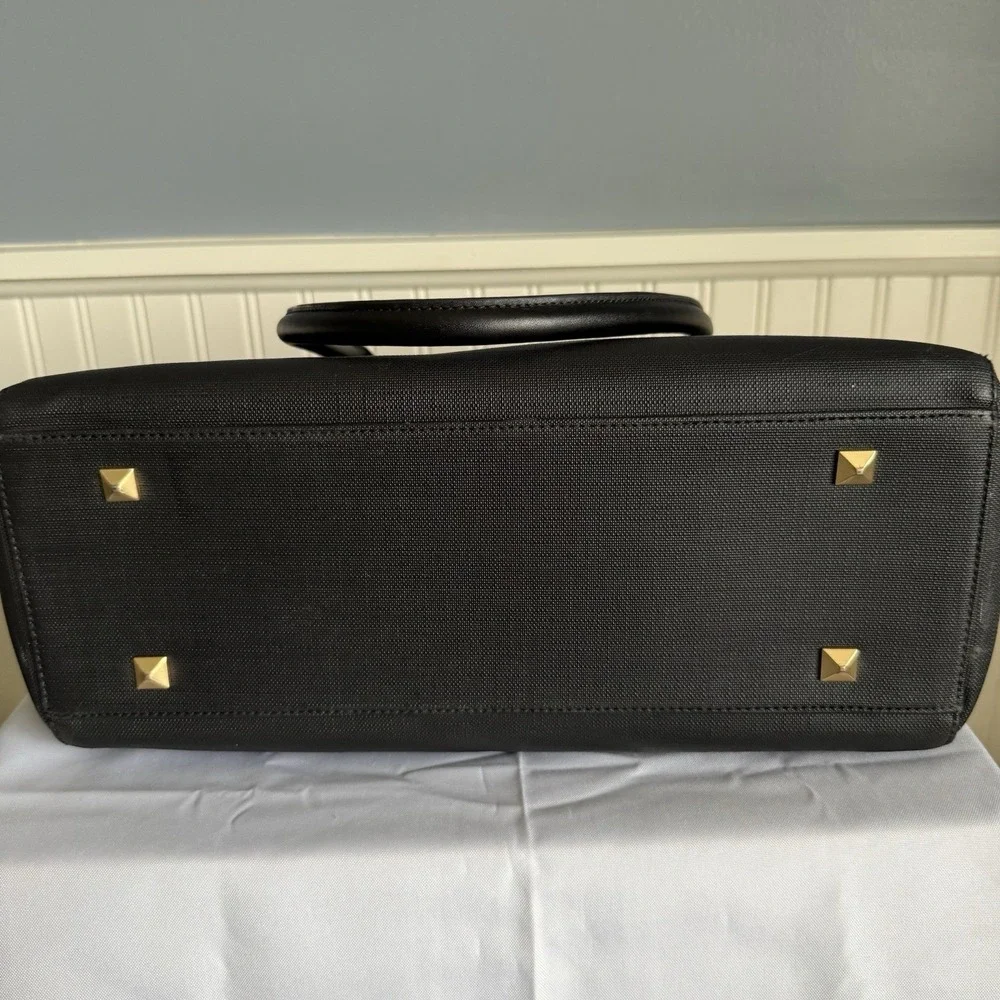 DAGNE DOVER Black Coated Canvas Large Laptop Computer Work Tote Diaper Bag Purse